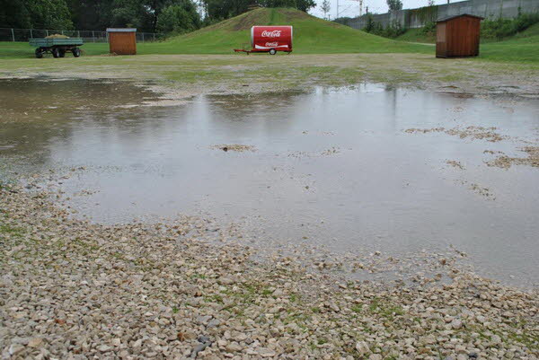 Regen whrend des Aufbaus
